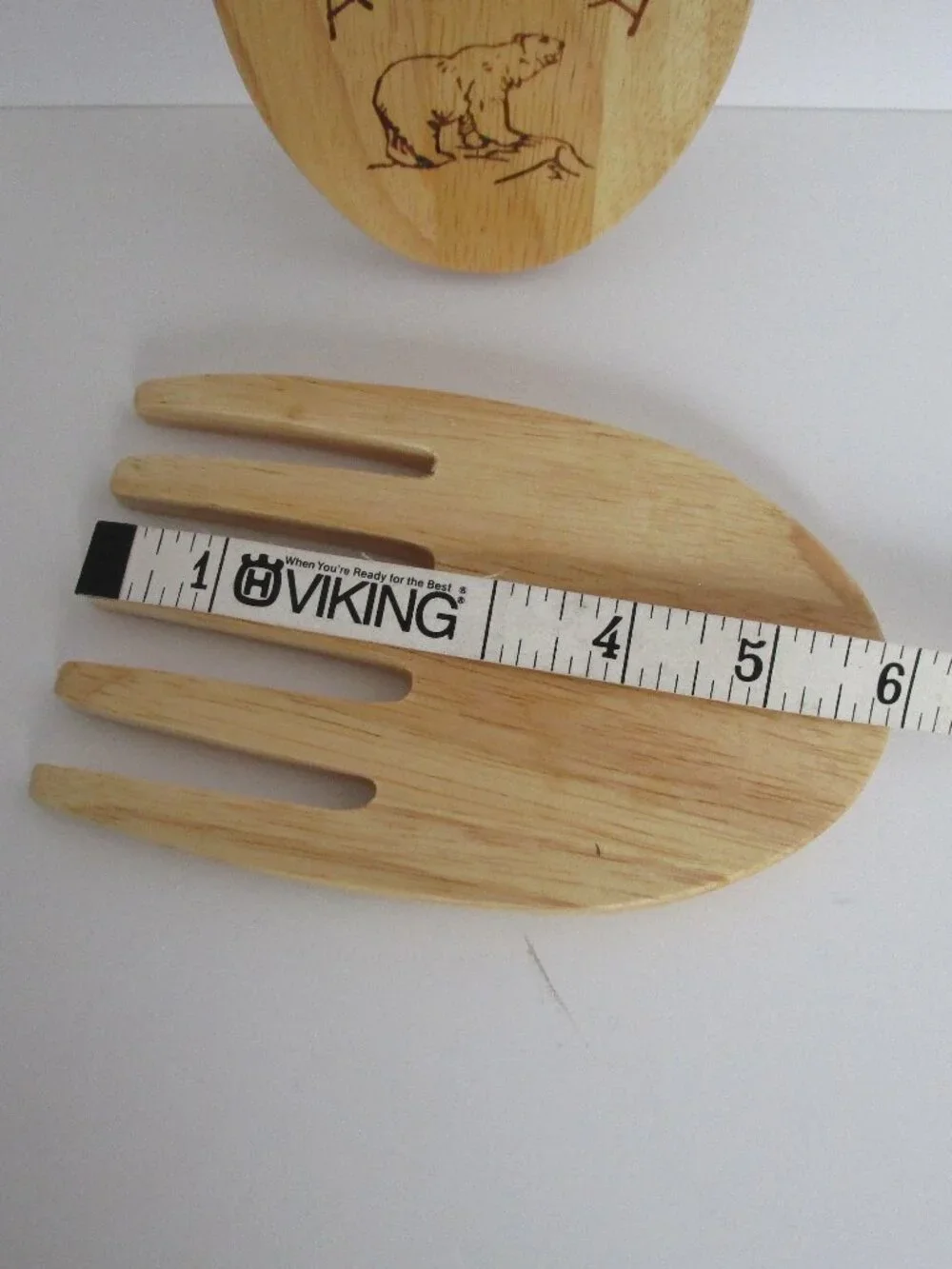 wooden bear claw salad servers